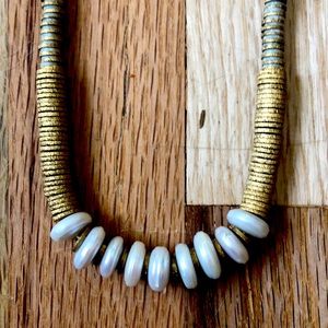 Anthropologie “Serafina” brand necklace gold white stone Pearl gold